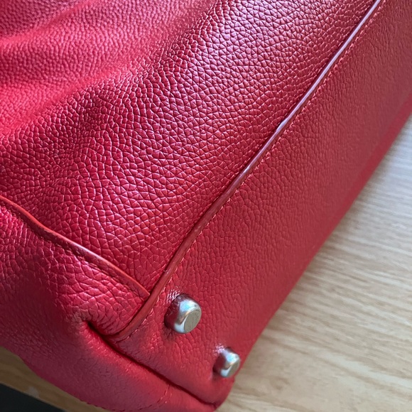 COACH Edie Refined Pebble Leather Lux Jasper Red Shoulder Bag - Picture 16 of 16